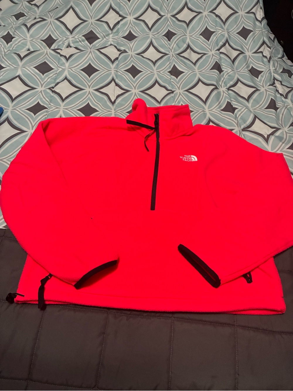The North Face Neon Pink/Red Quarter-Zip Fleece Pullover